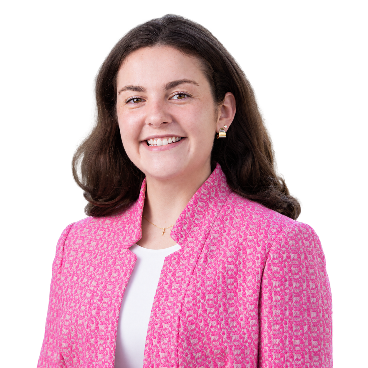 Jenna Rose Schroeder smiling in a pink blazer